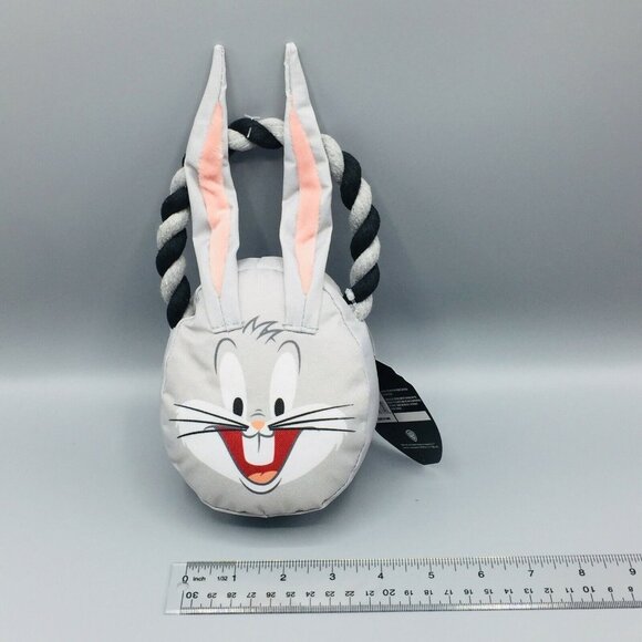 Warner Brothers Bugs Bunny Character Head Dog Toy with Rope Squeaker - Picture 3 of 6